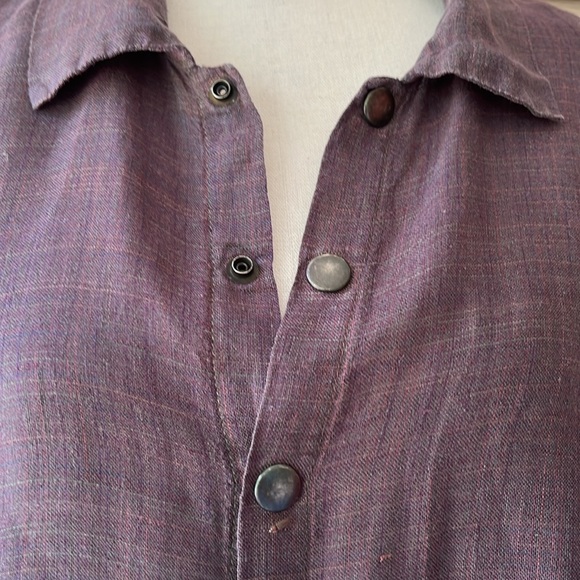 FLAX by Jeanne Engelhart Brown Long Sleeve Linen Blouse - Size Medium - Picture 2 of 7